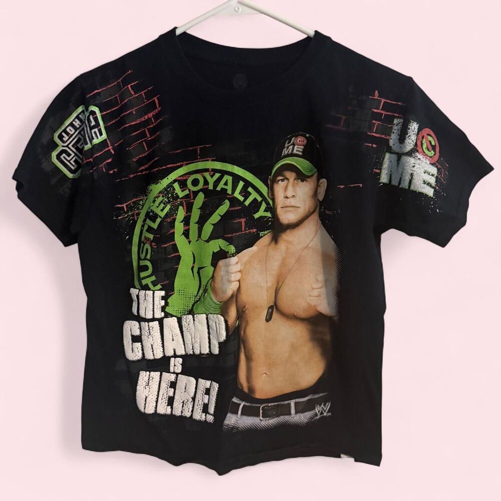 WWE T-shirt Men M Black John Cena The Champ Is Here Graphic Wrestling